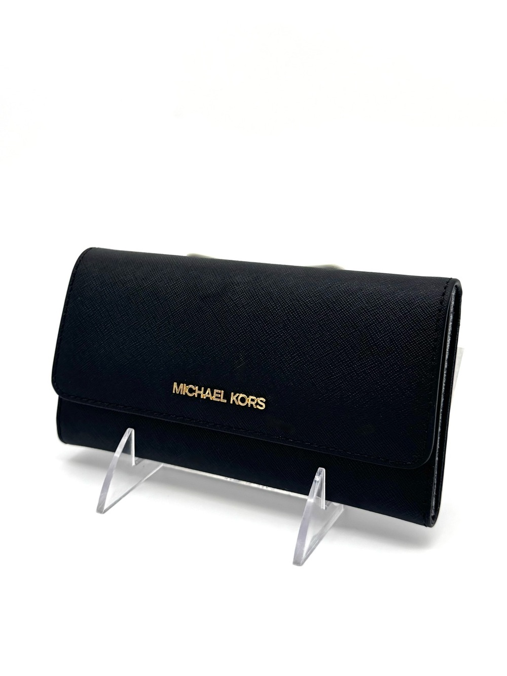 Michael Kors Large Jet Set Travel Trifold Wallet - Black/Gold